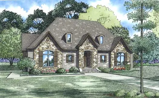 3 Bedroom , 3 Bath European House Plan #12-1309. Where would the staircase to the basement be located.