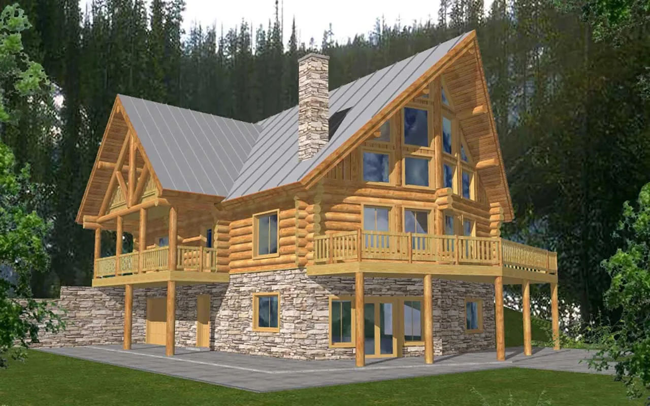 4 Bedroom, 3Bath Log Cabin HousePlan #34-149 Questions & Answers